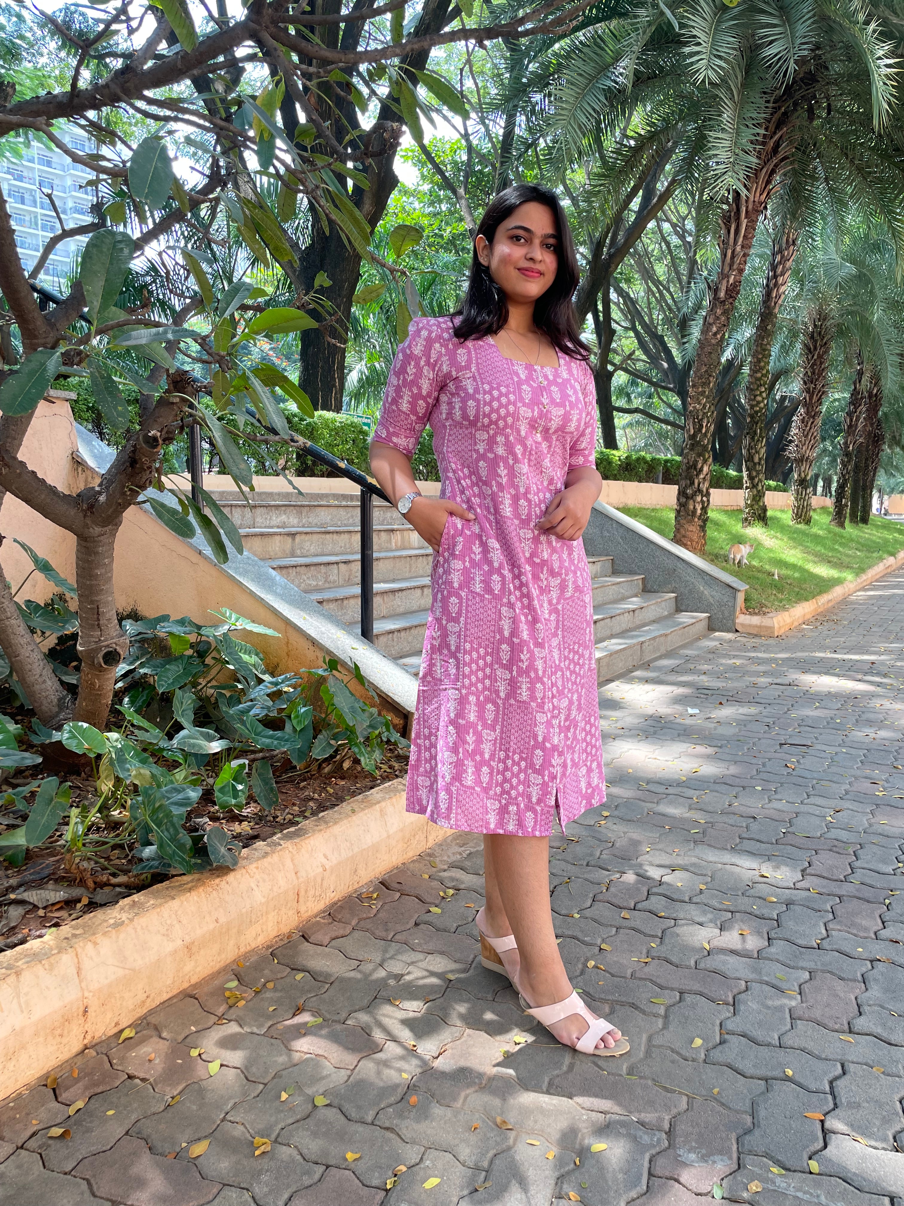 'ROOHANI' Lilac Kantha Dress