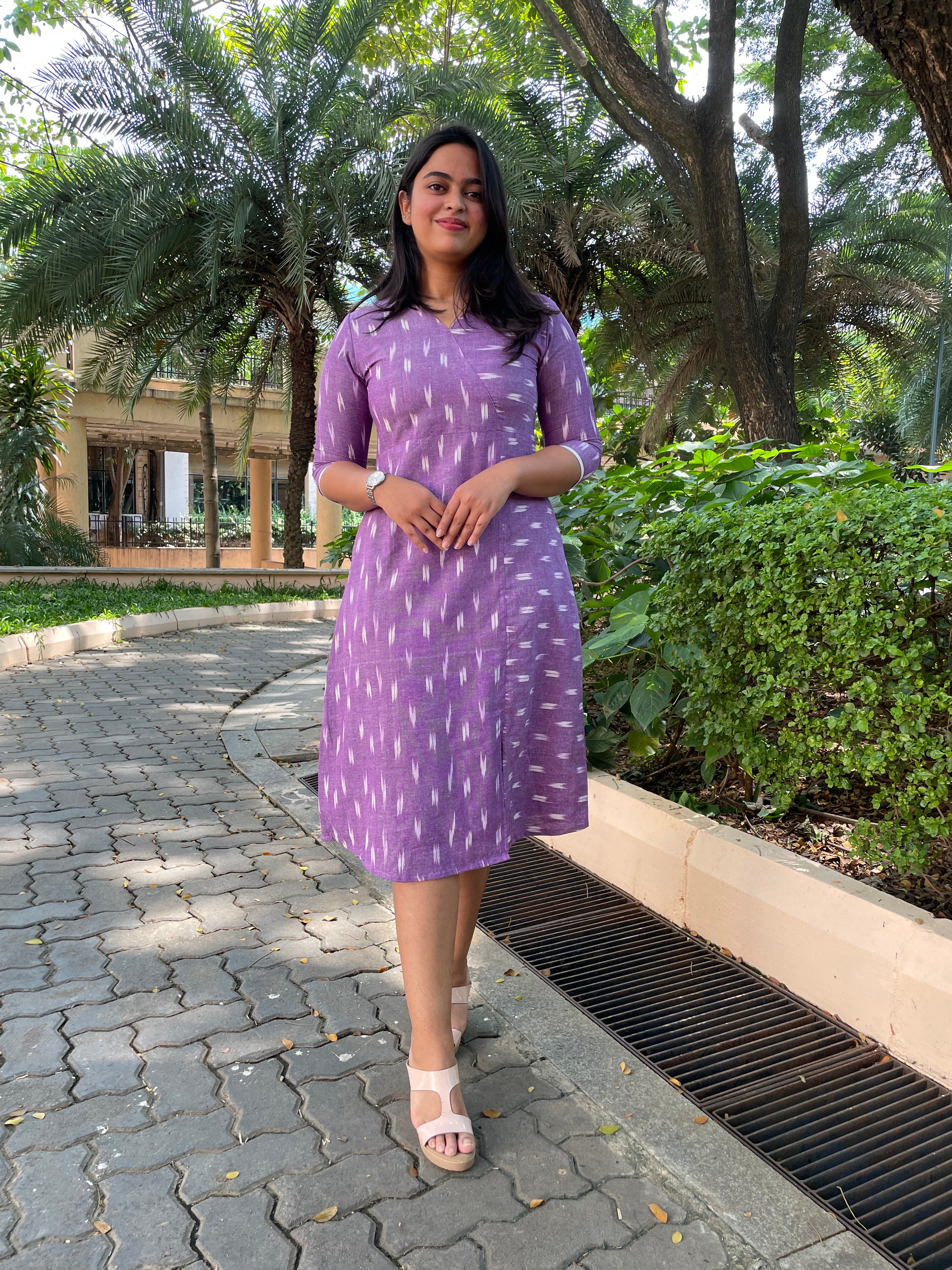 'ROOHANI' Purple Ikat Dress