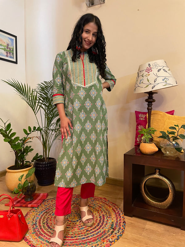 Sage Green Long Kurta