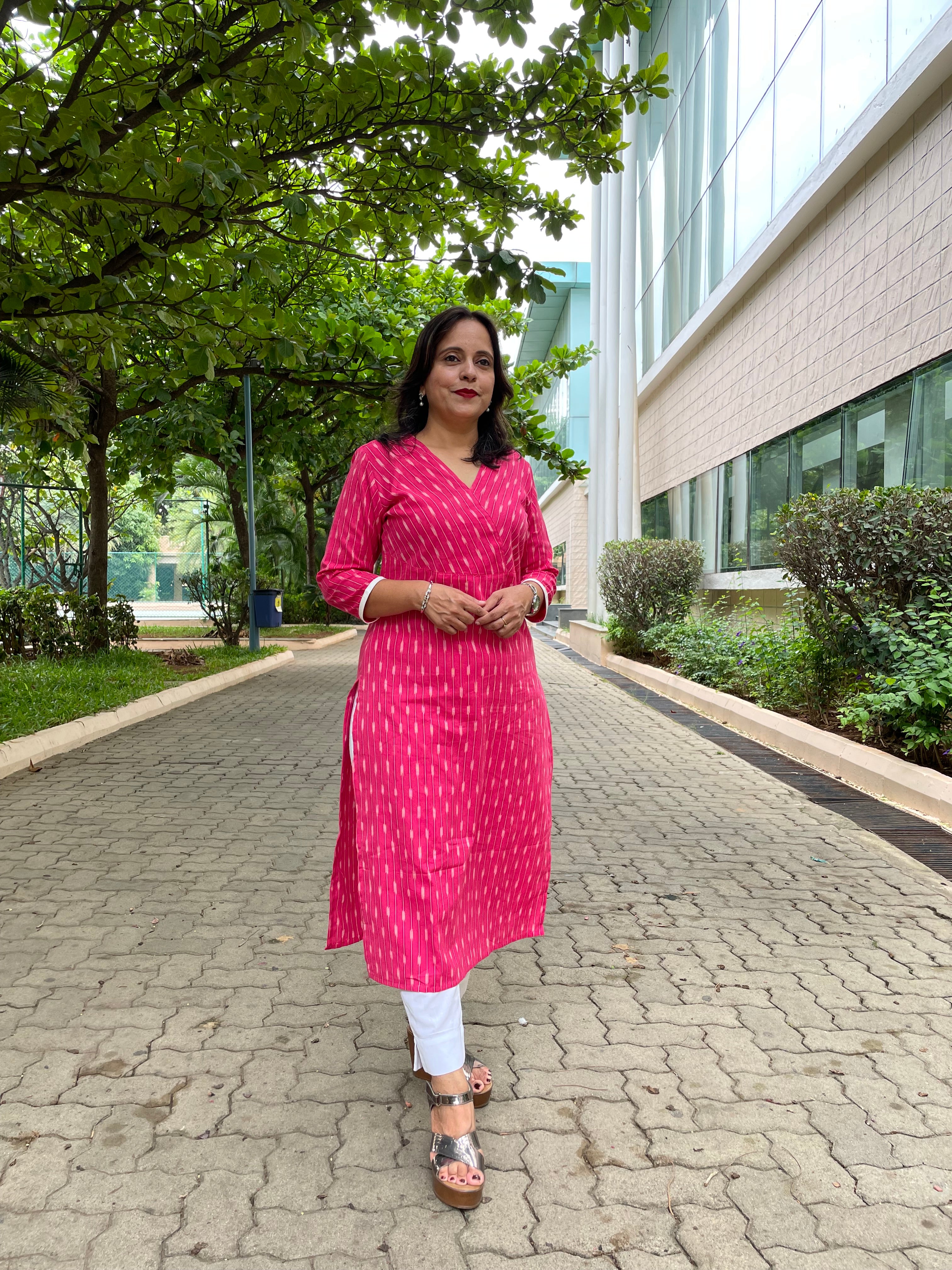 Magenta Ikat Kurta