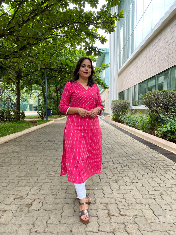 Magenta Ikat Kurta