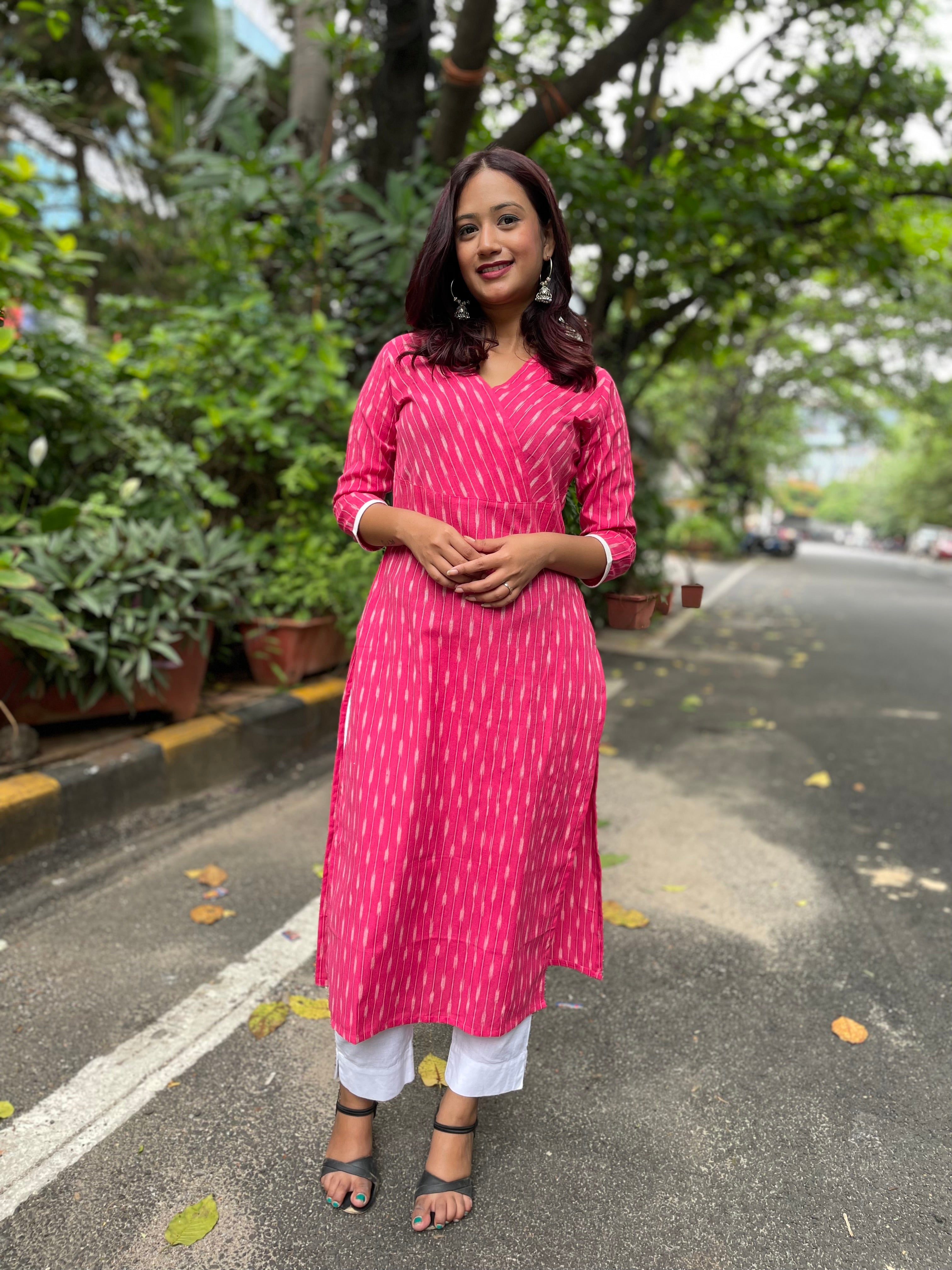 Magenta Ikat Kurta