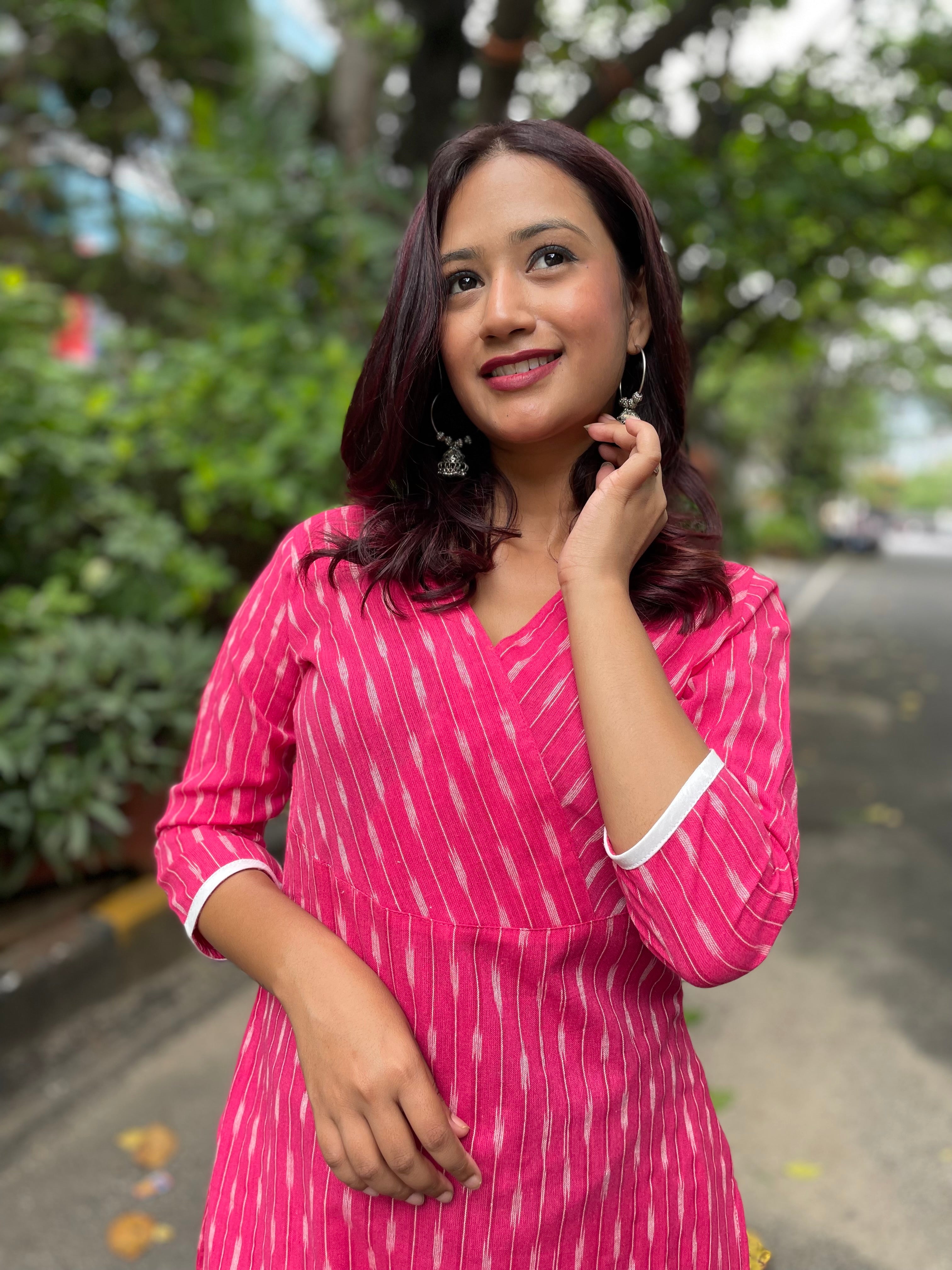 Magenta Ikat Kurta