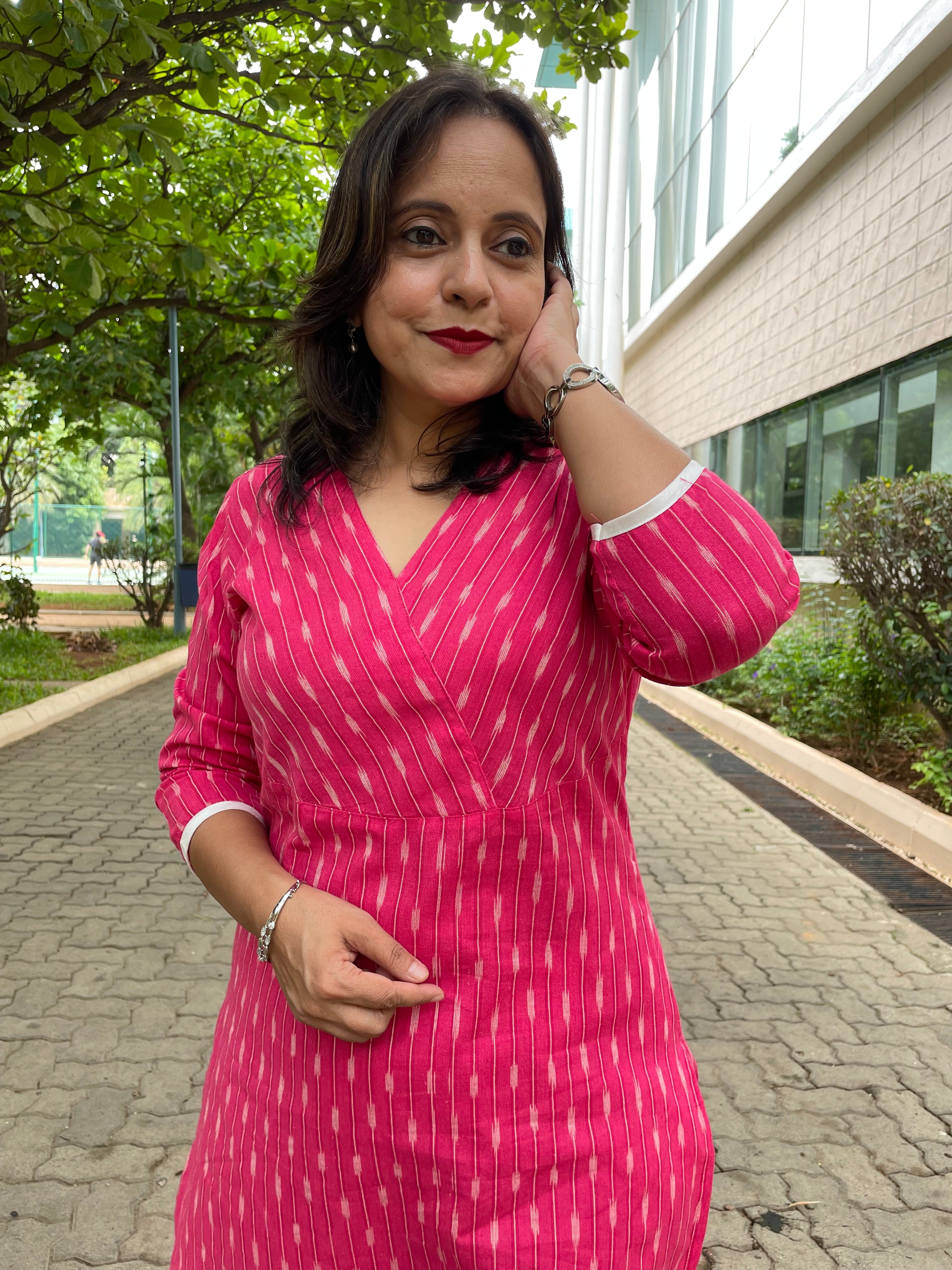 Magenta Ikat Kurta