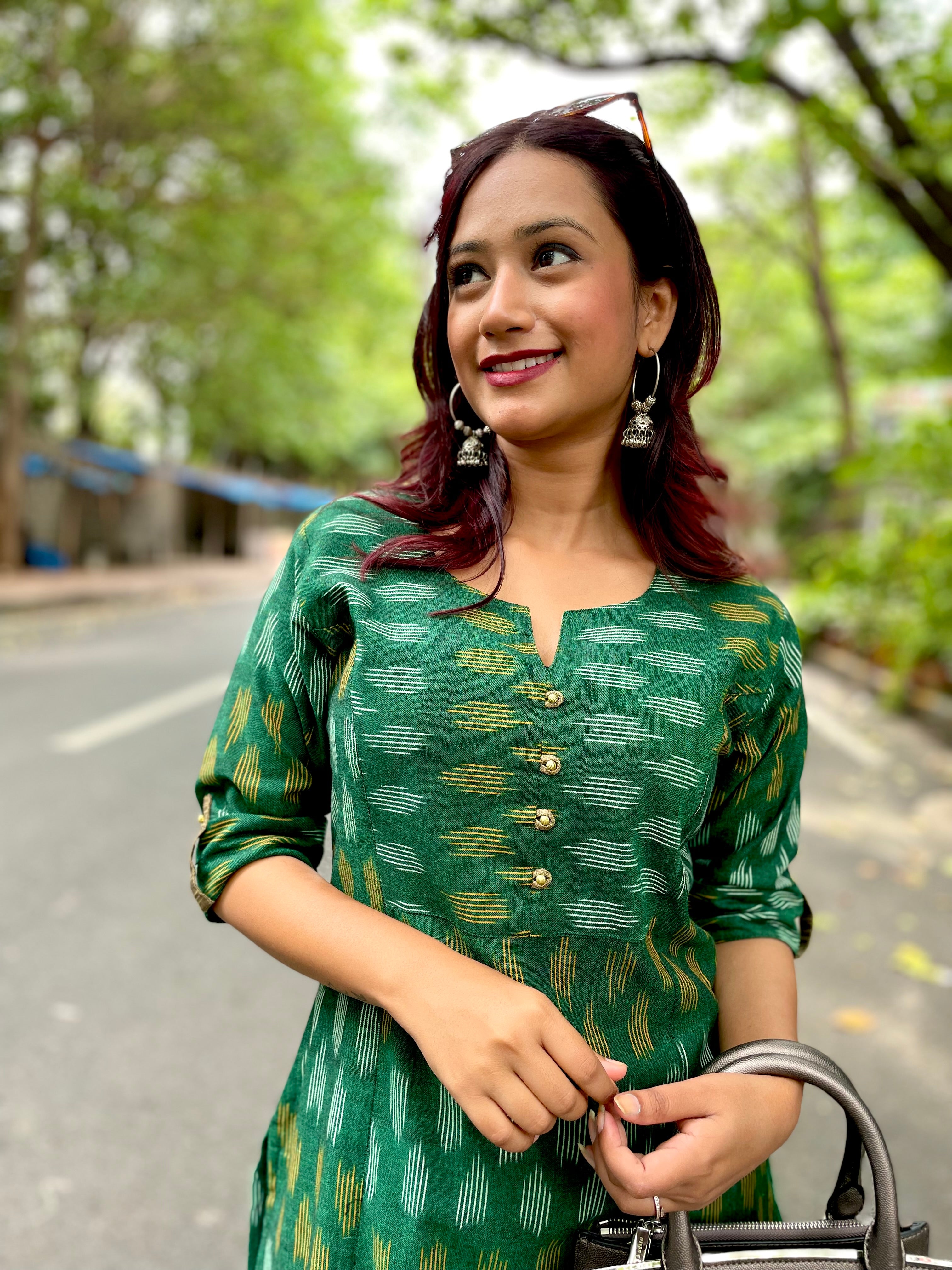 Green Ikat Long Kurta