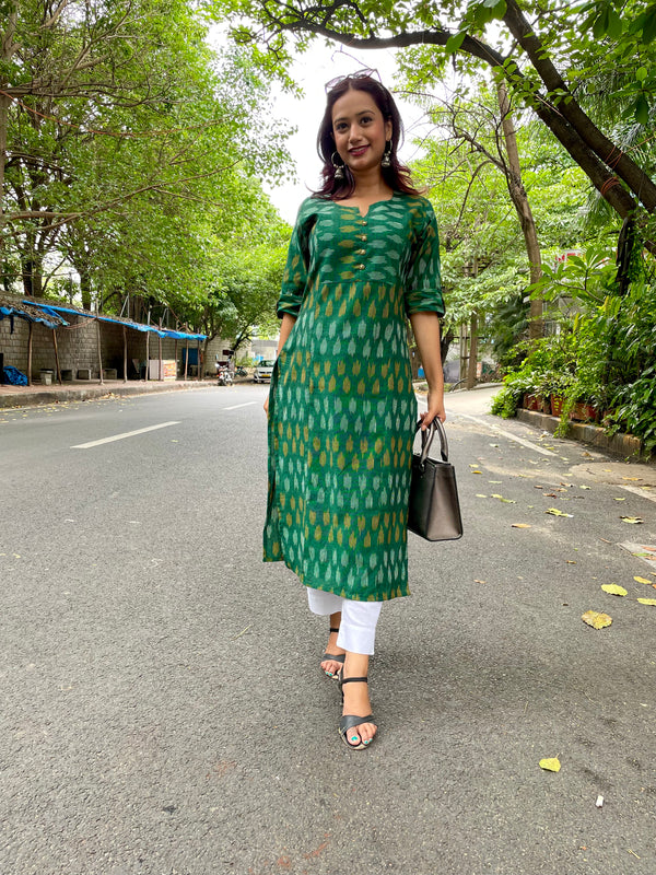 Green Ikat Long Kurta