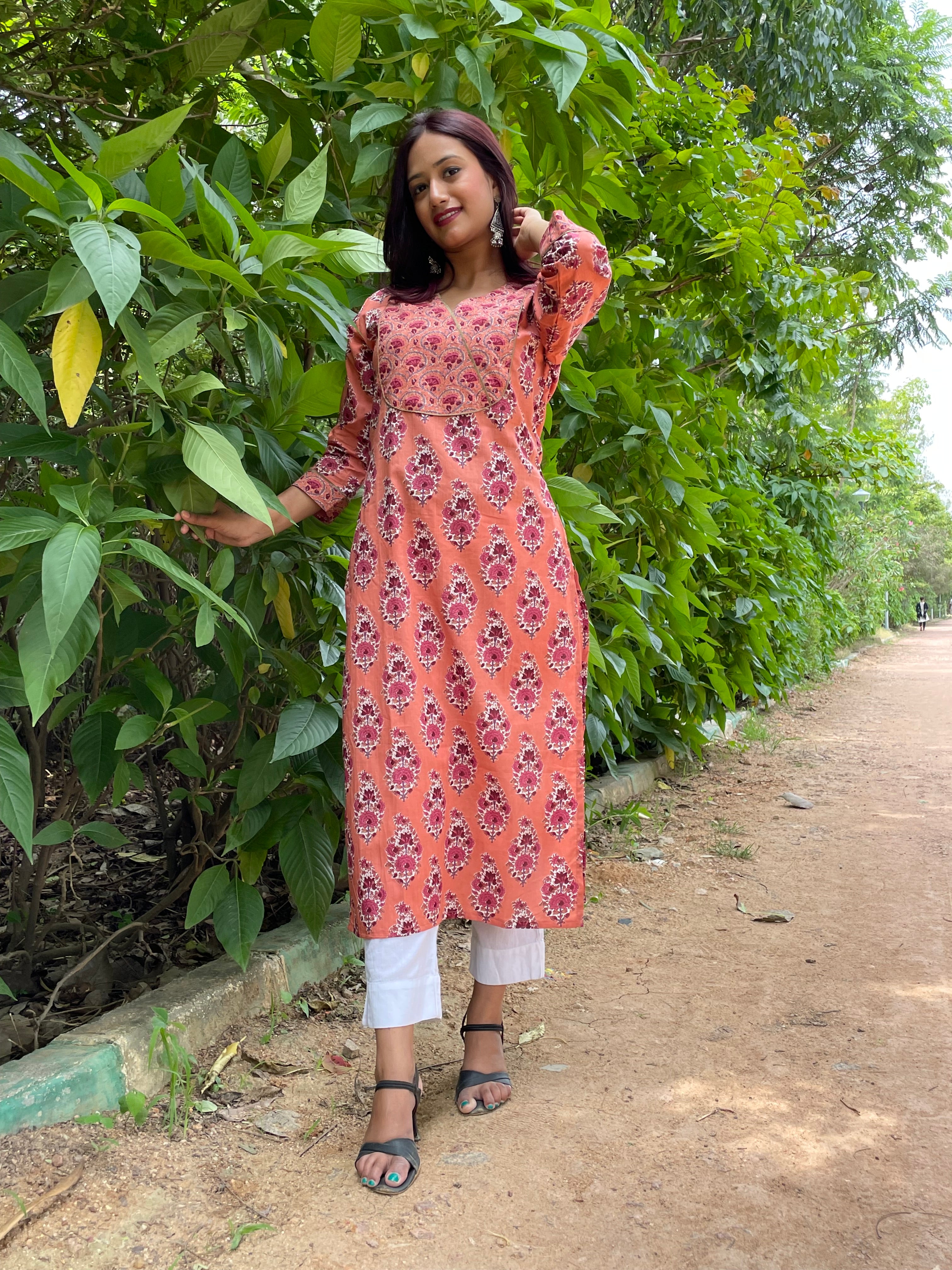 Peach Long Kurta