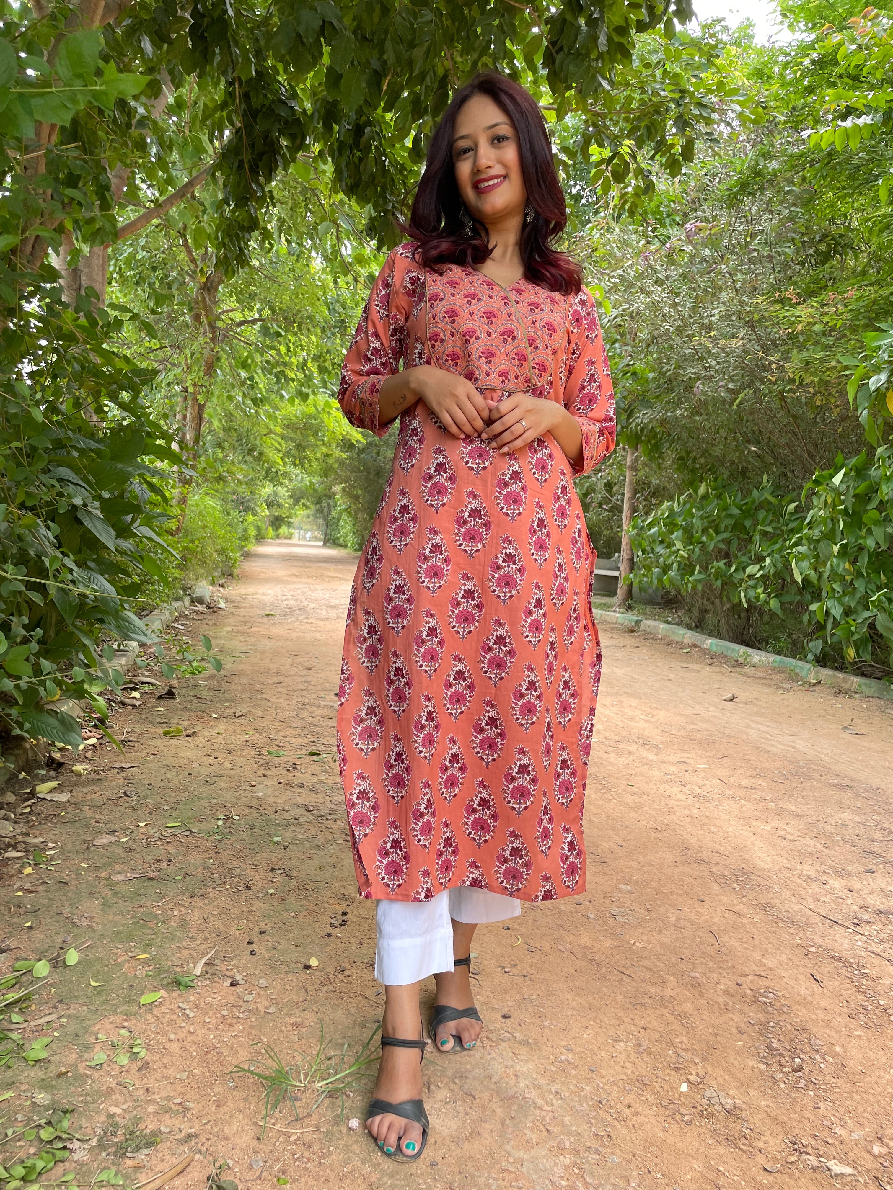 Peach Long Kurta