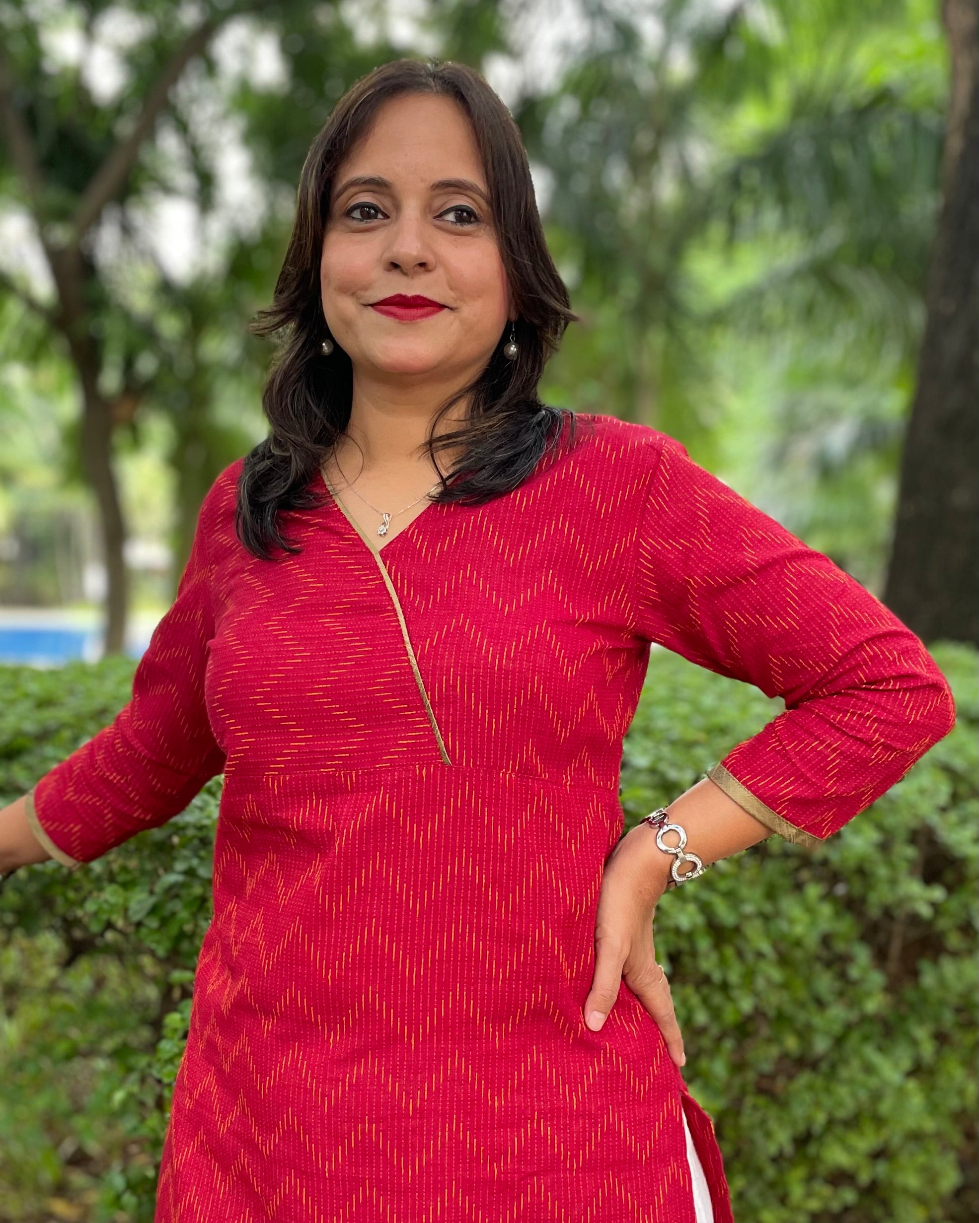 'ARUNIMA' Red Long Kurta