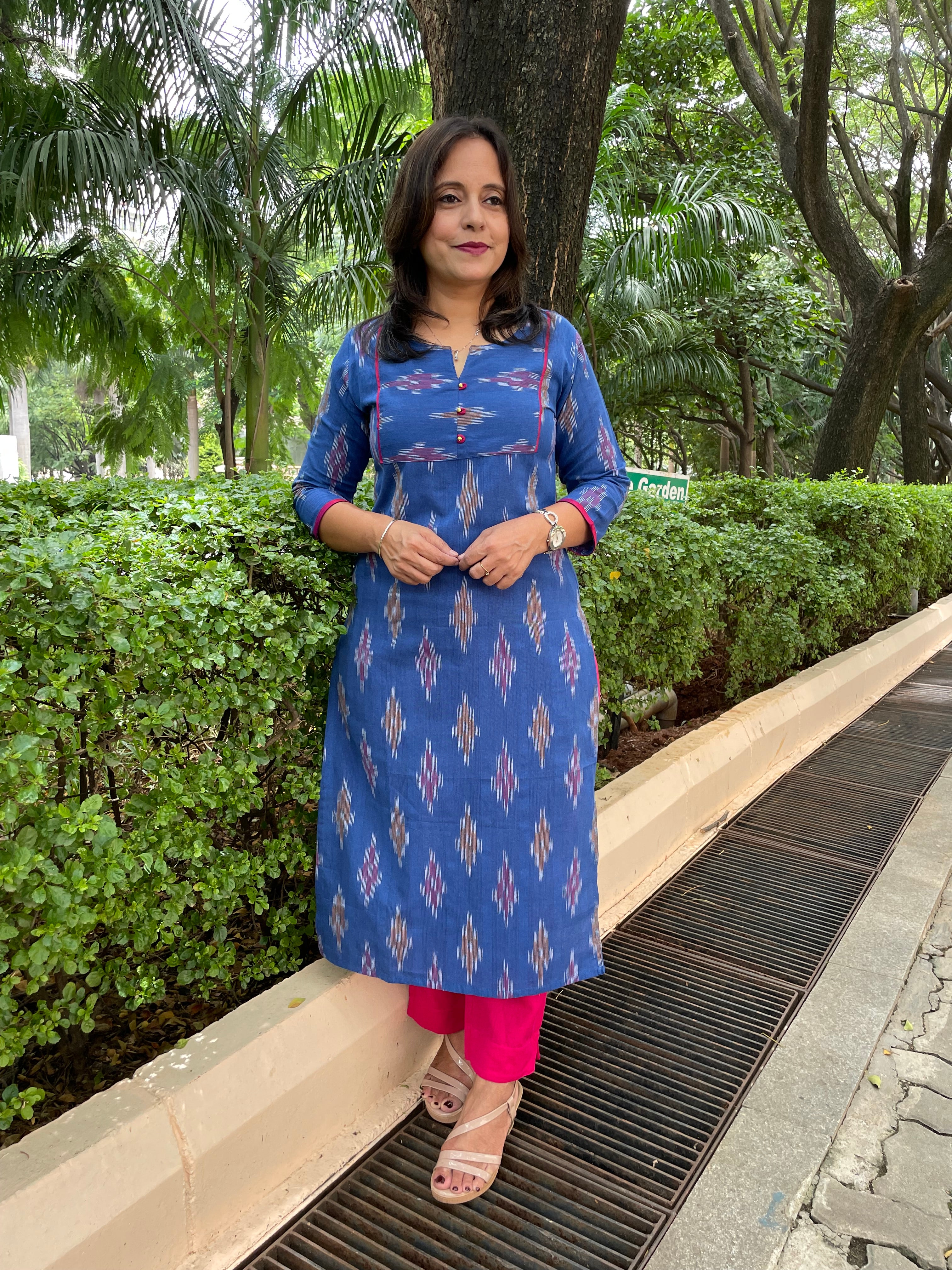 'NILAY' Blue Ikat Long Kurta