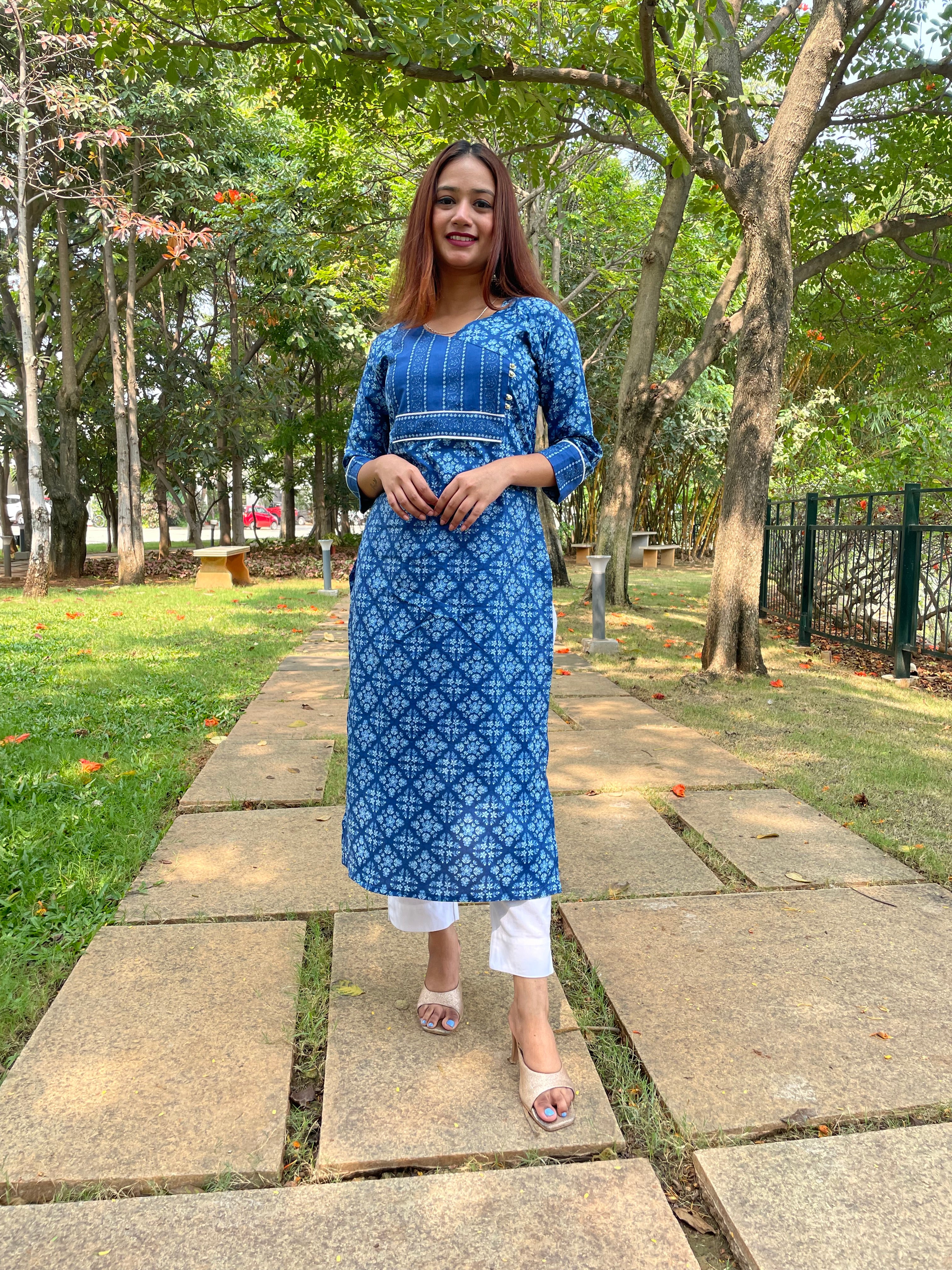 'NAAZ' Blue Long Kurta