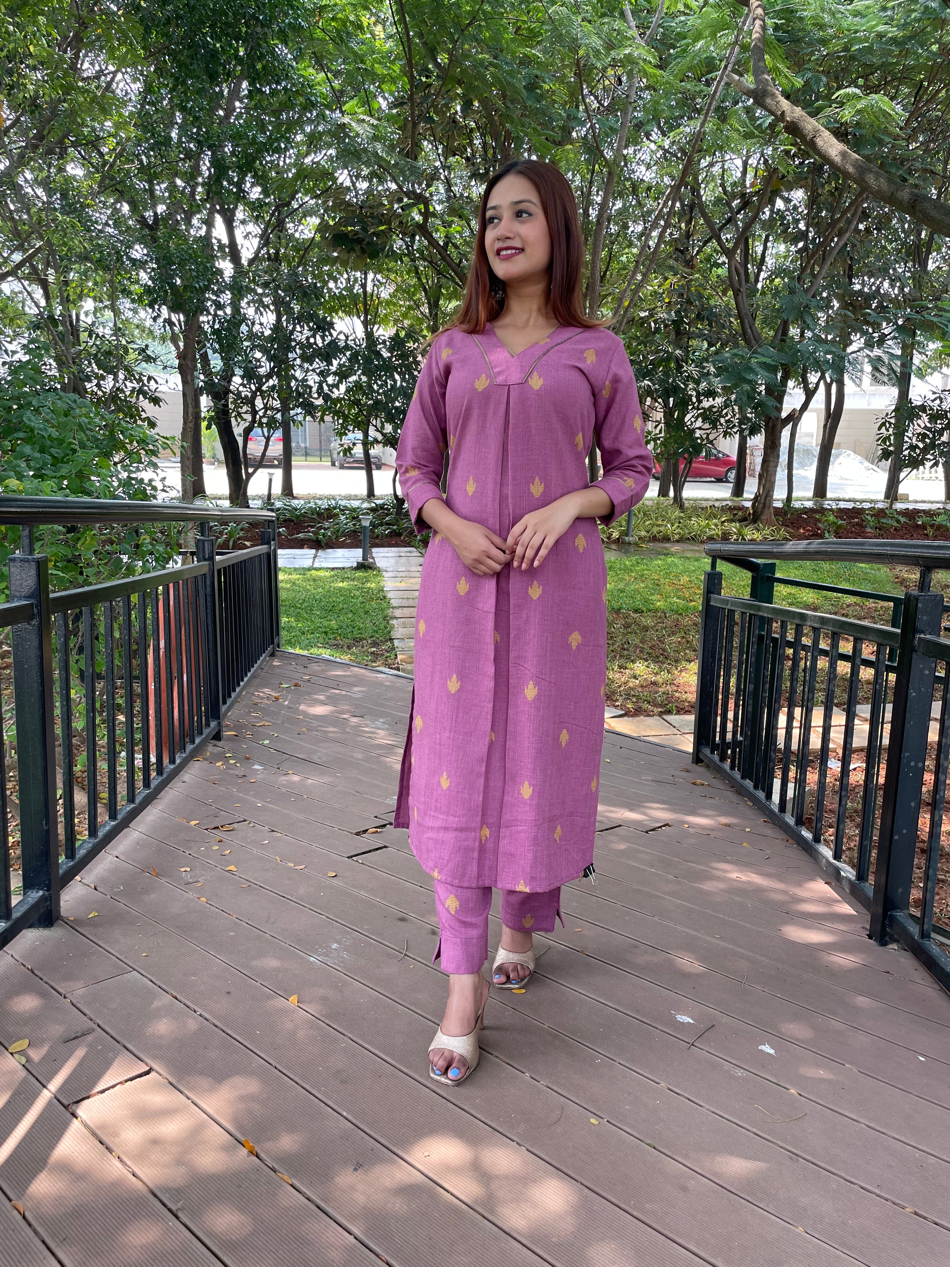 'APSARA' Oxford Cotton Long Kurta + Pant Set