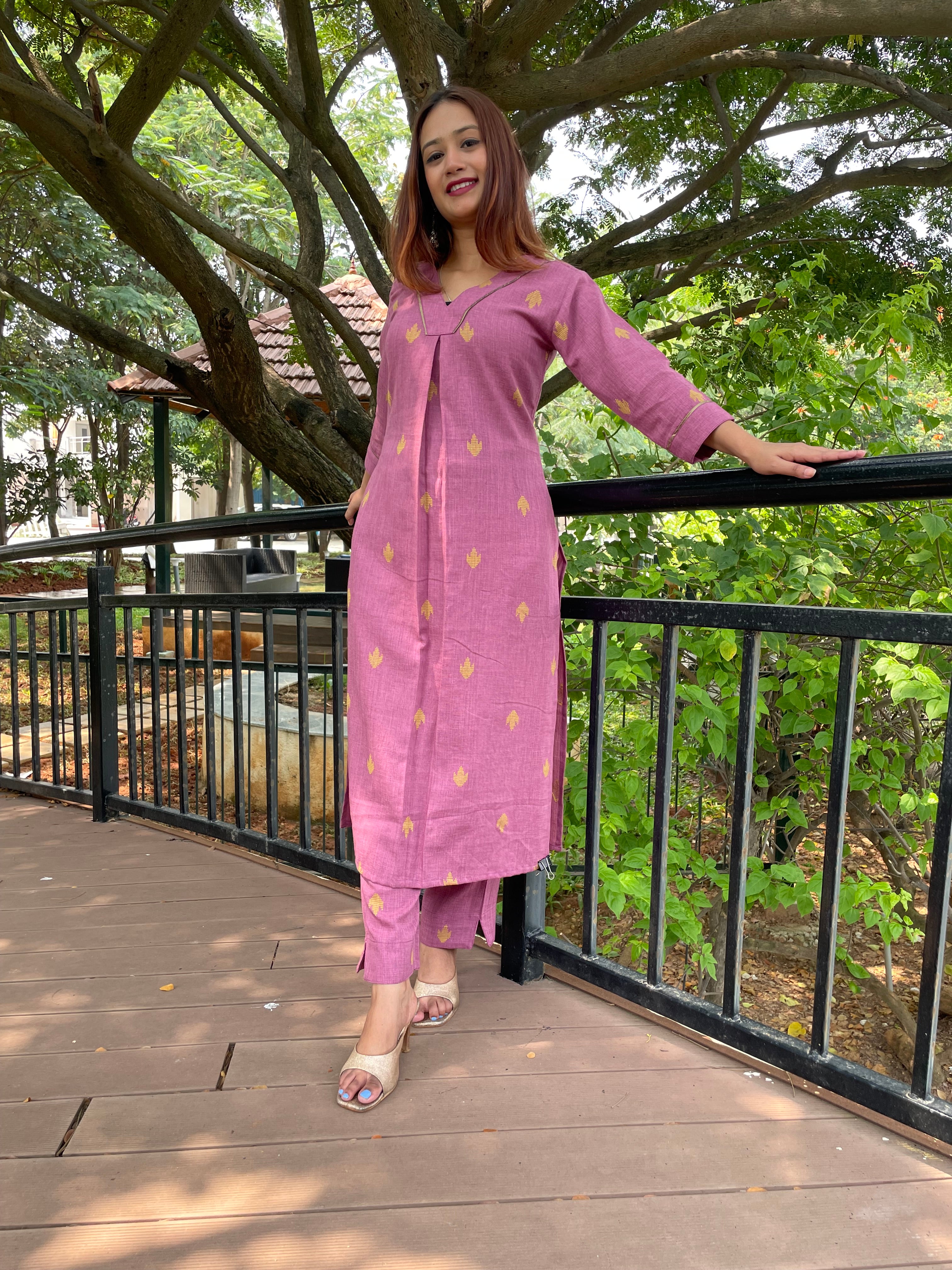 'APSARA' Oxford Cotton Long Kurta + Pant Set