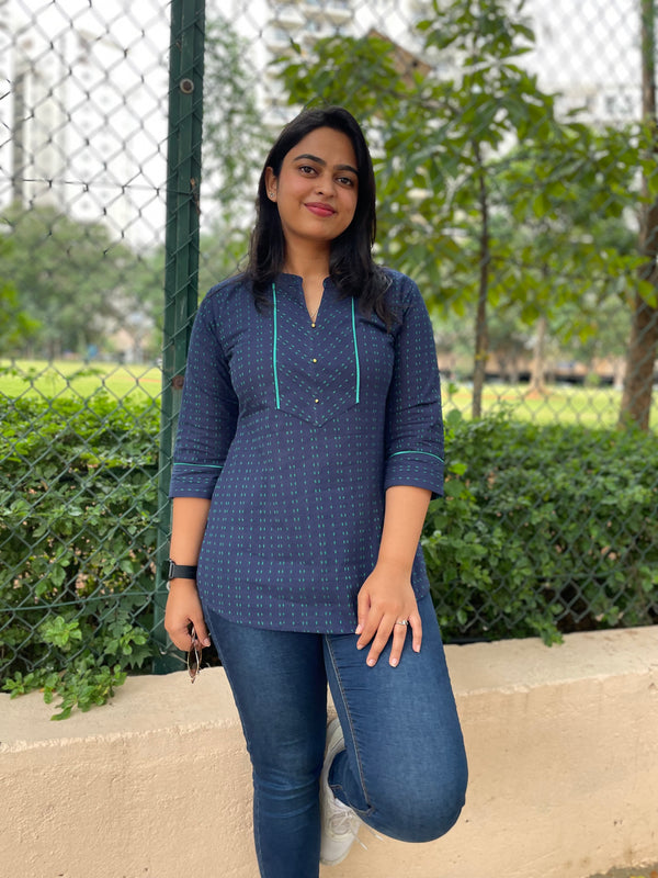 Navy Blue Short Kurti