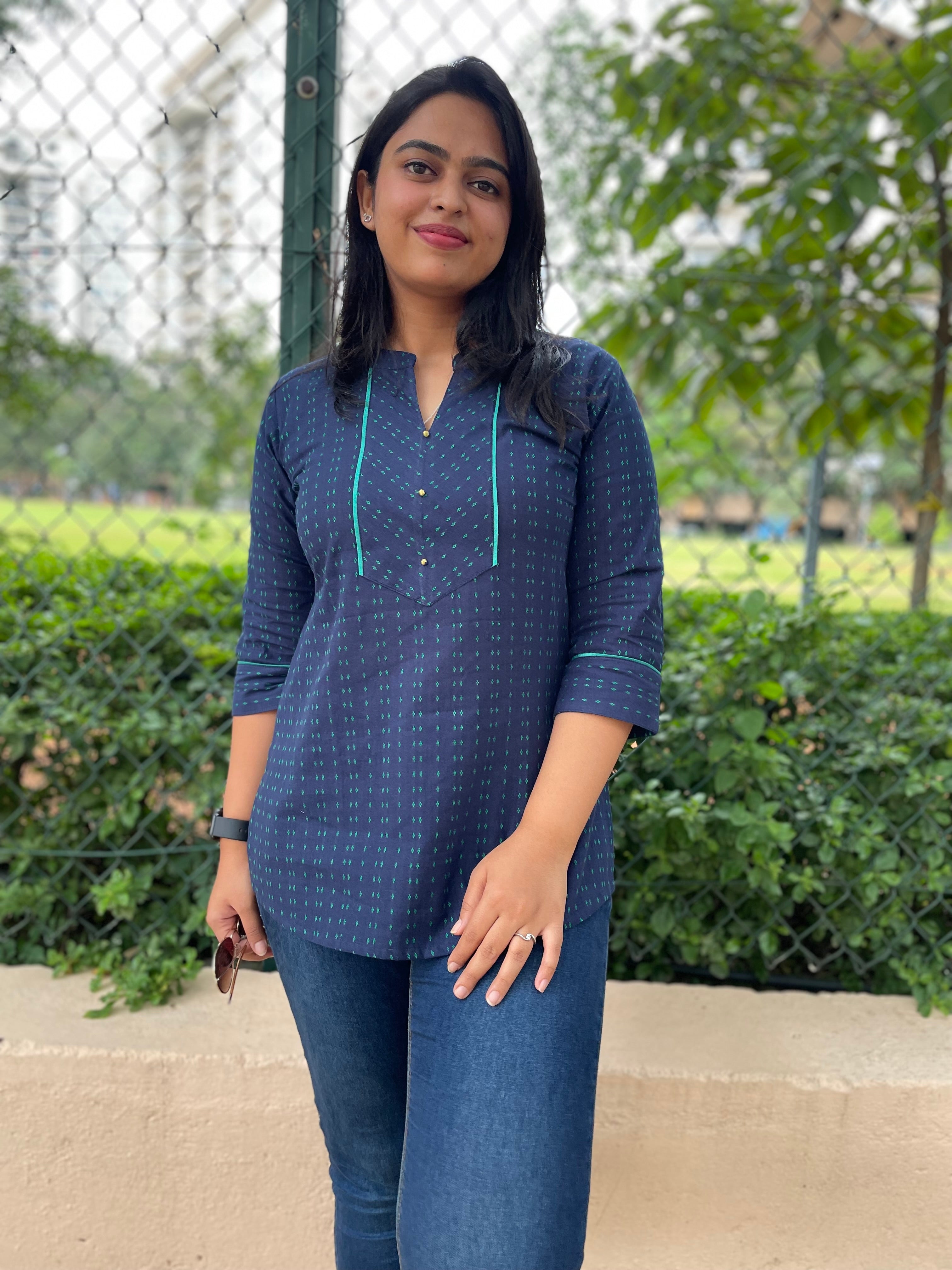 Navy Blue Short Kurti