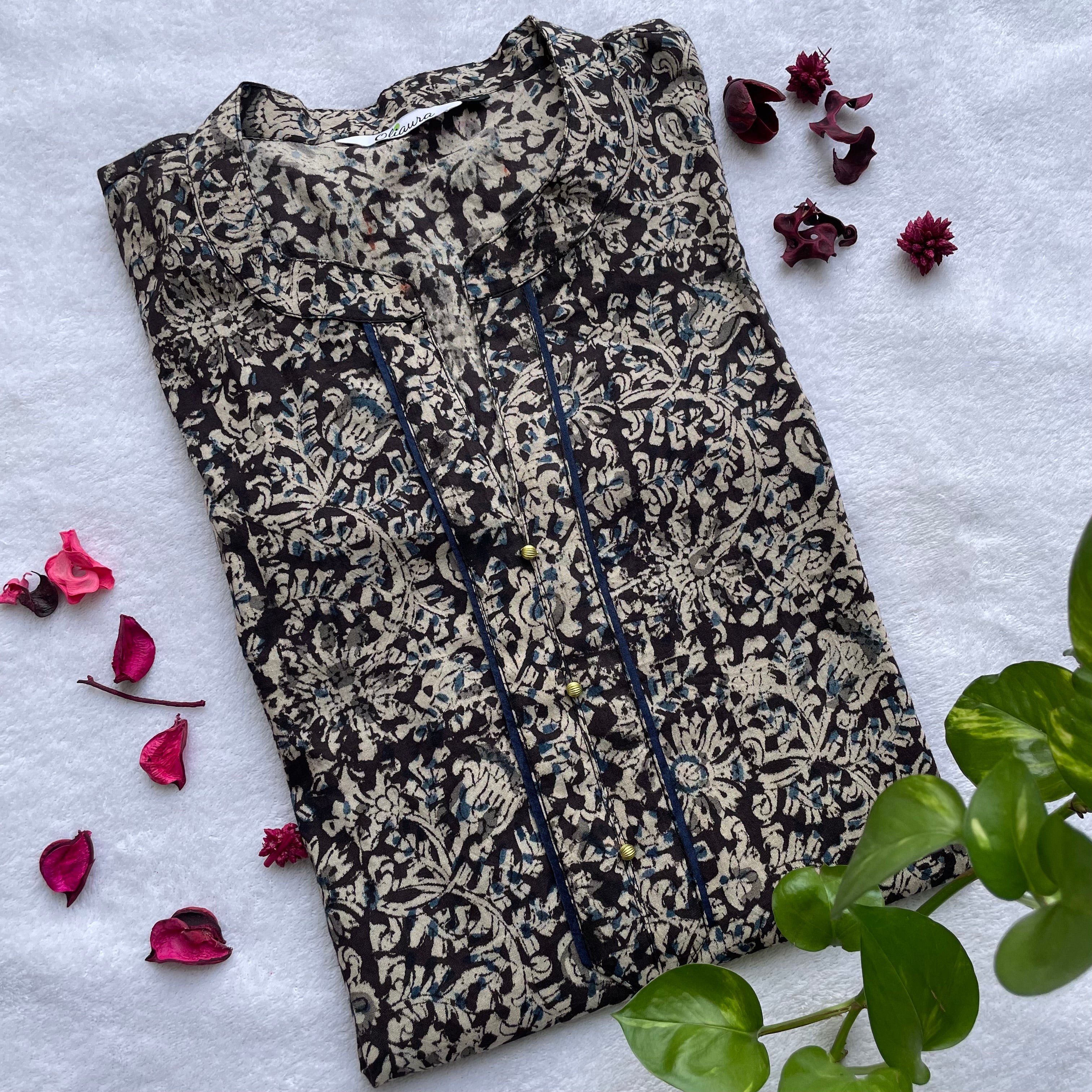 Black Kalamkari Short Kurti