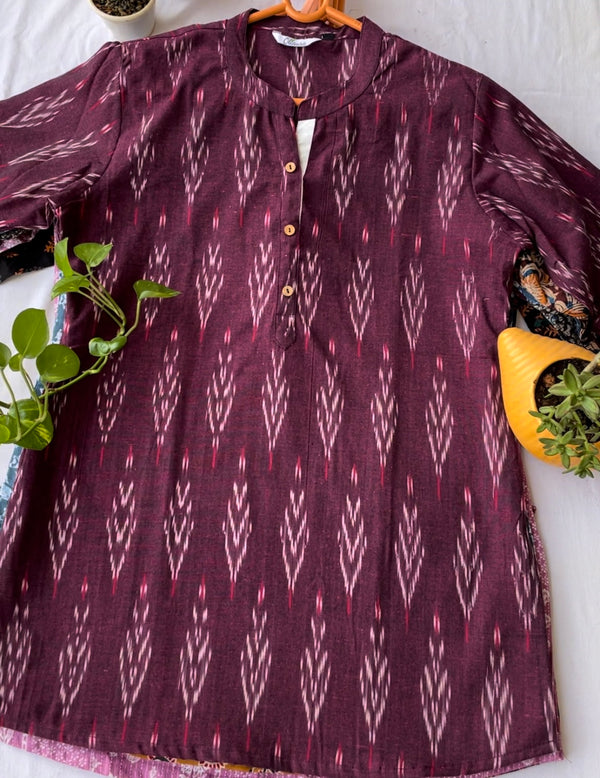 Wine ikat  short kurti