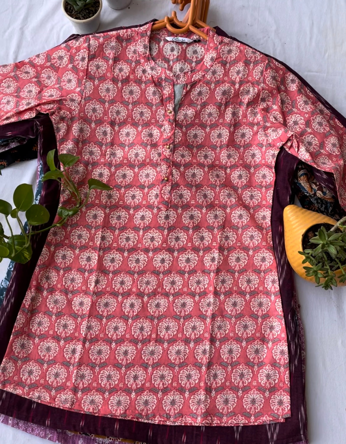 Peach short kurta