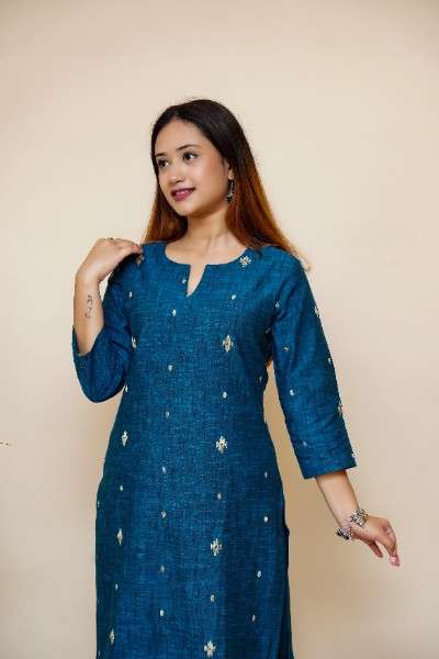 TEAL LONG KURTA+PANT SET