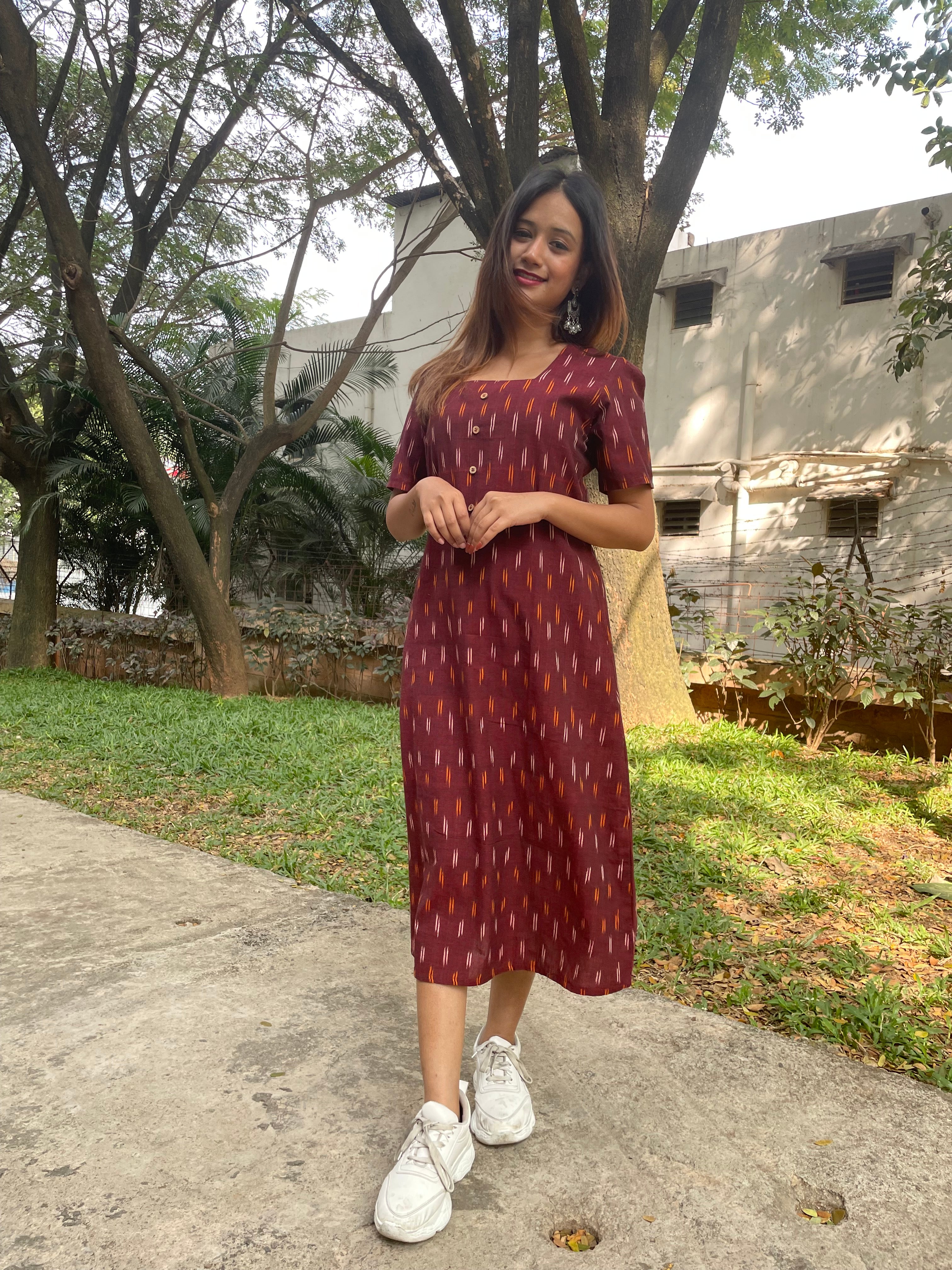 WINE IKAT DRESS