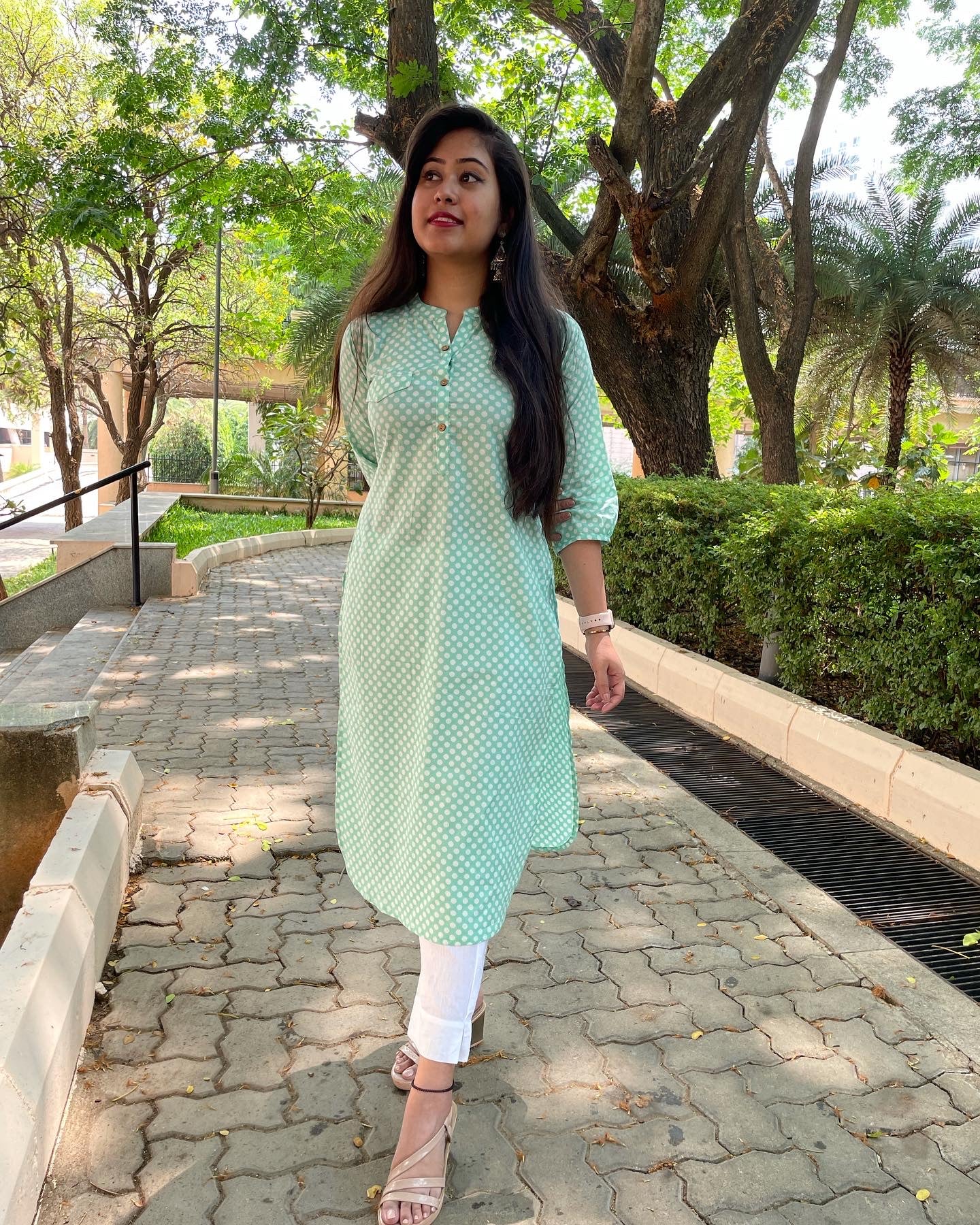 'SHEEL' POLKA DOT LONG KURTA