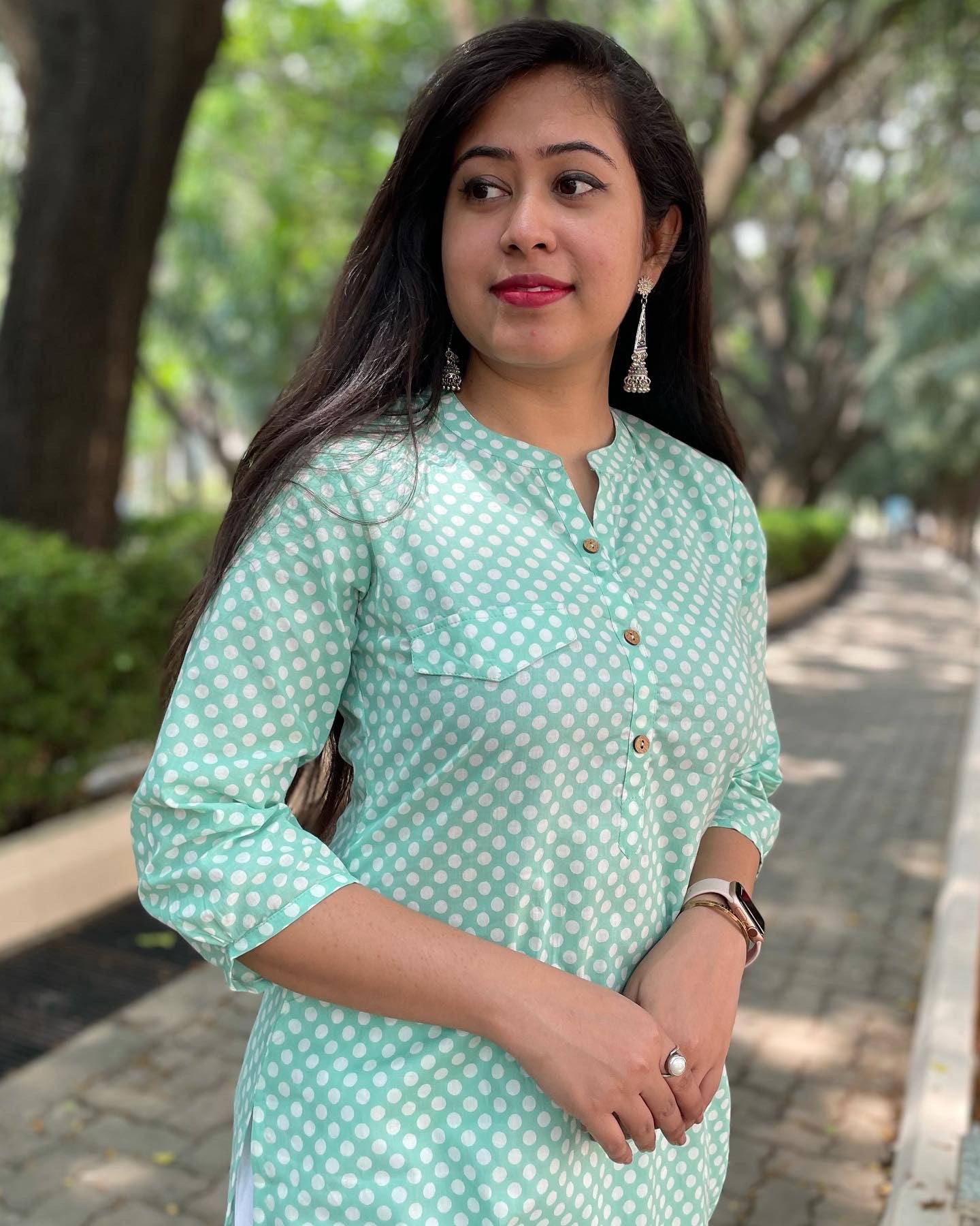 'SHEEL' POLKA DOT LONG KURTA