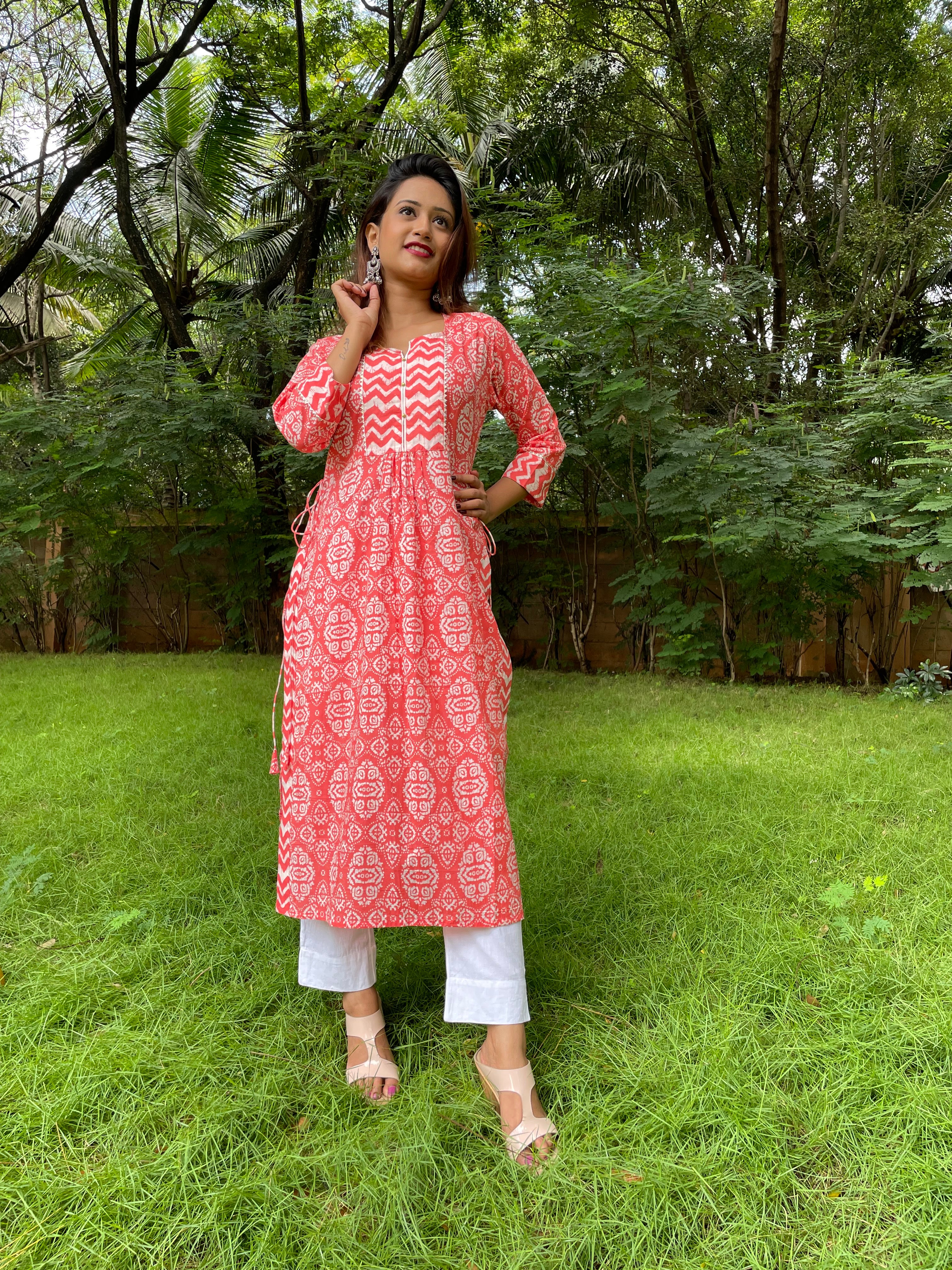 'TULSI' PEACH LONG KURTA