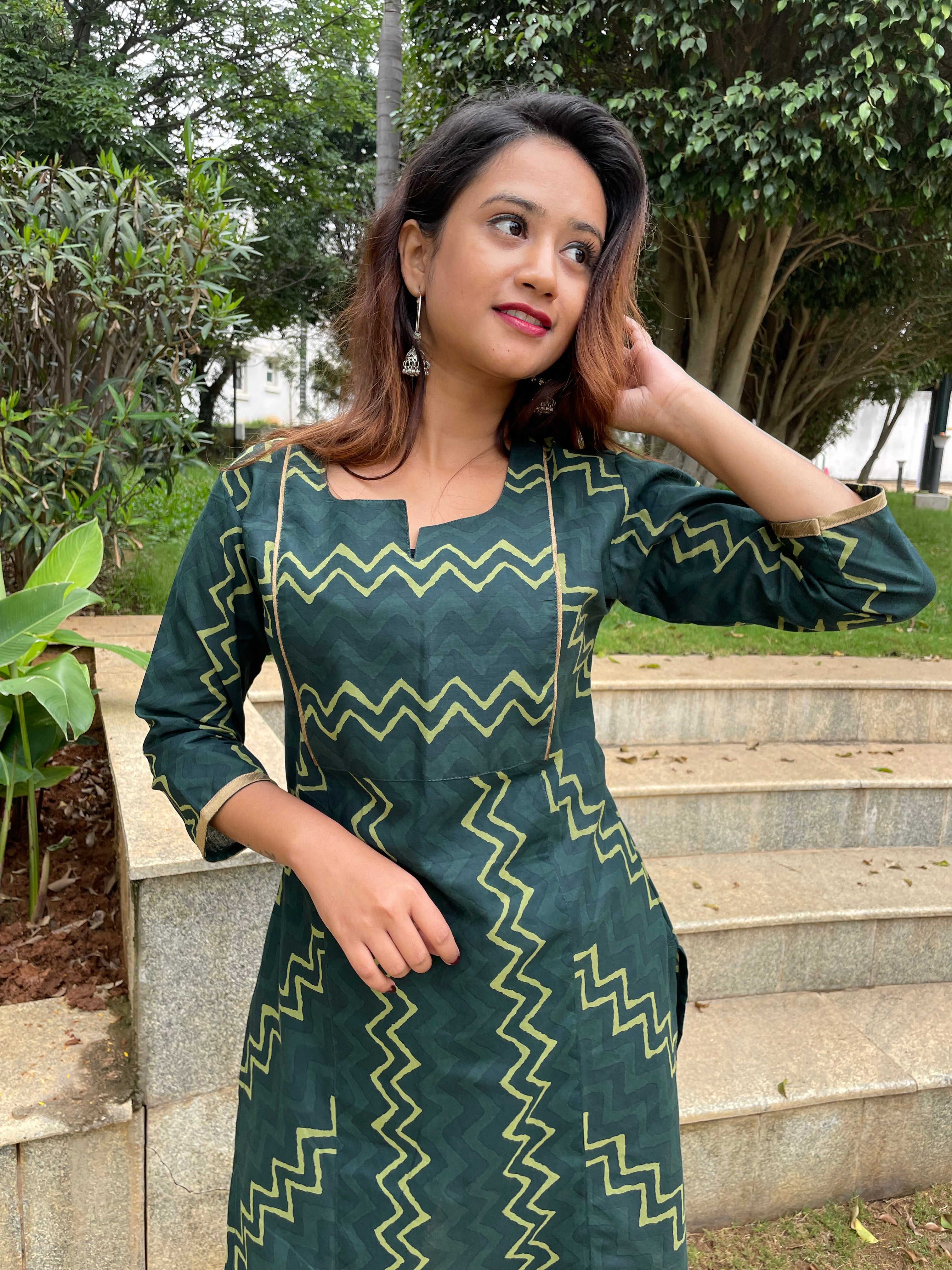 GREEN SHORT KURTA