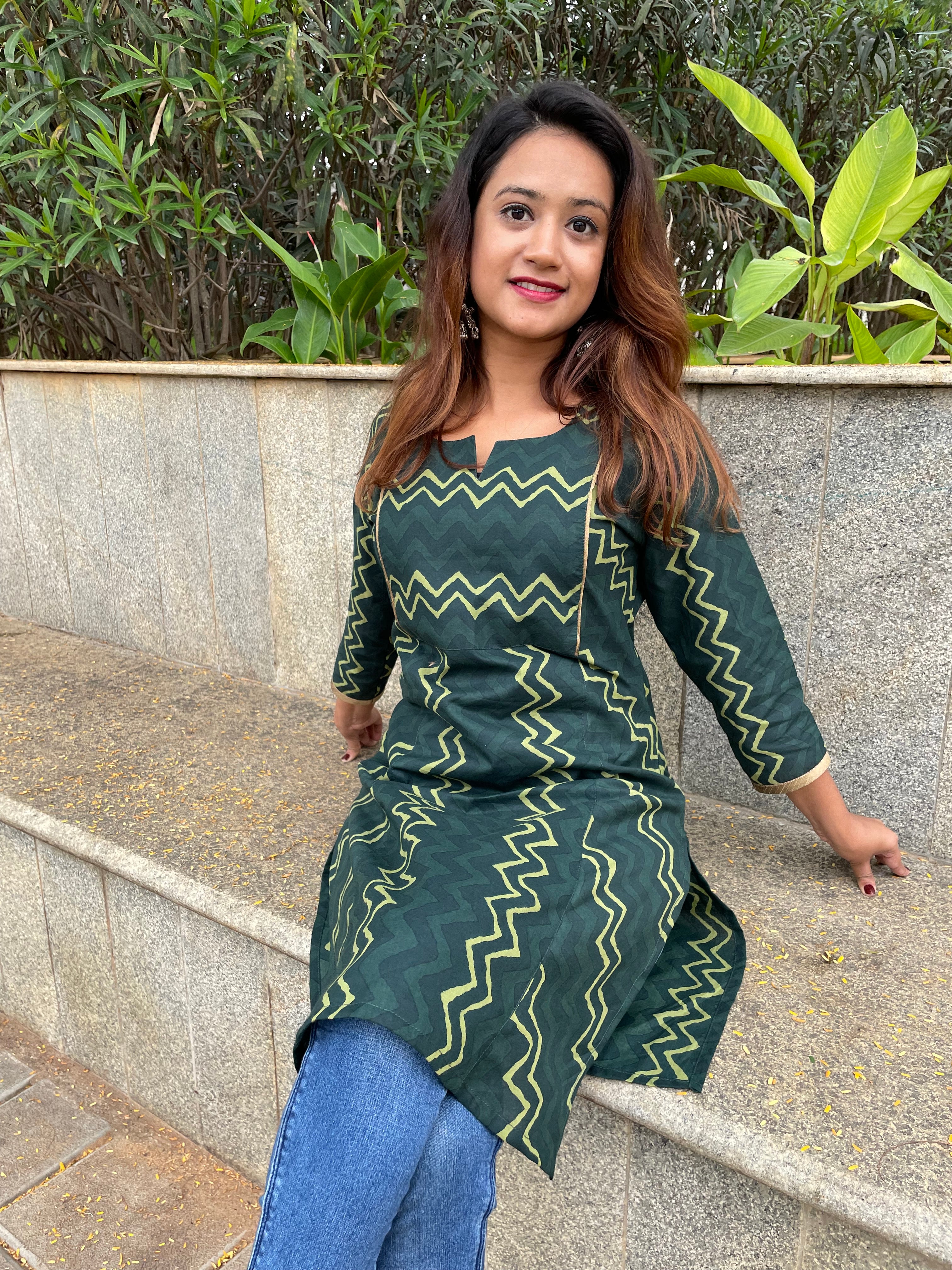 GREEN SHORT KURTA