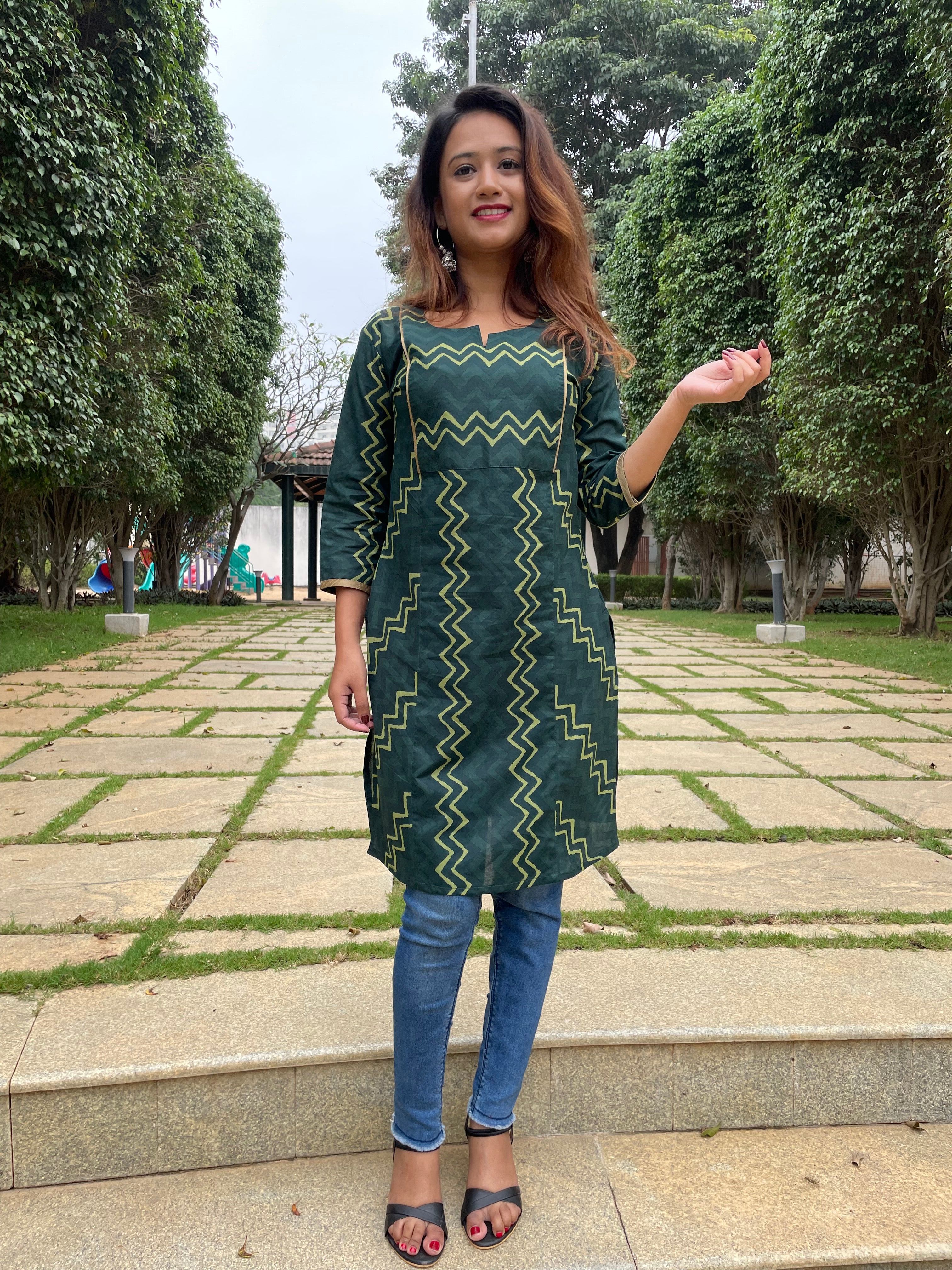 GREEN SHORT KURTA