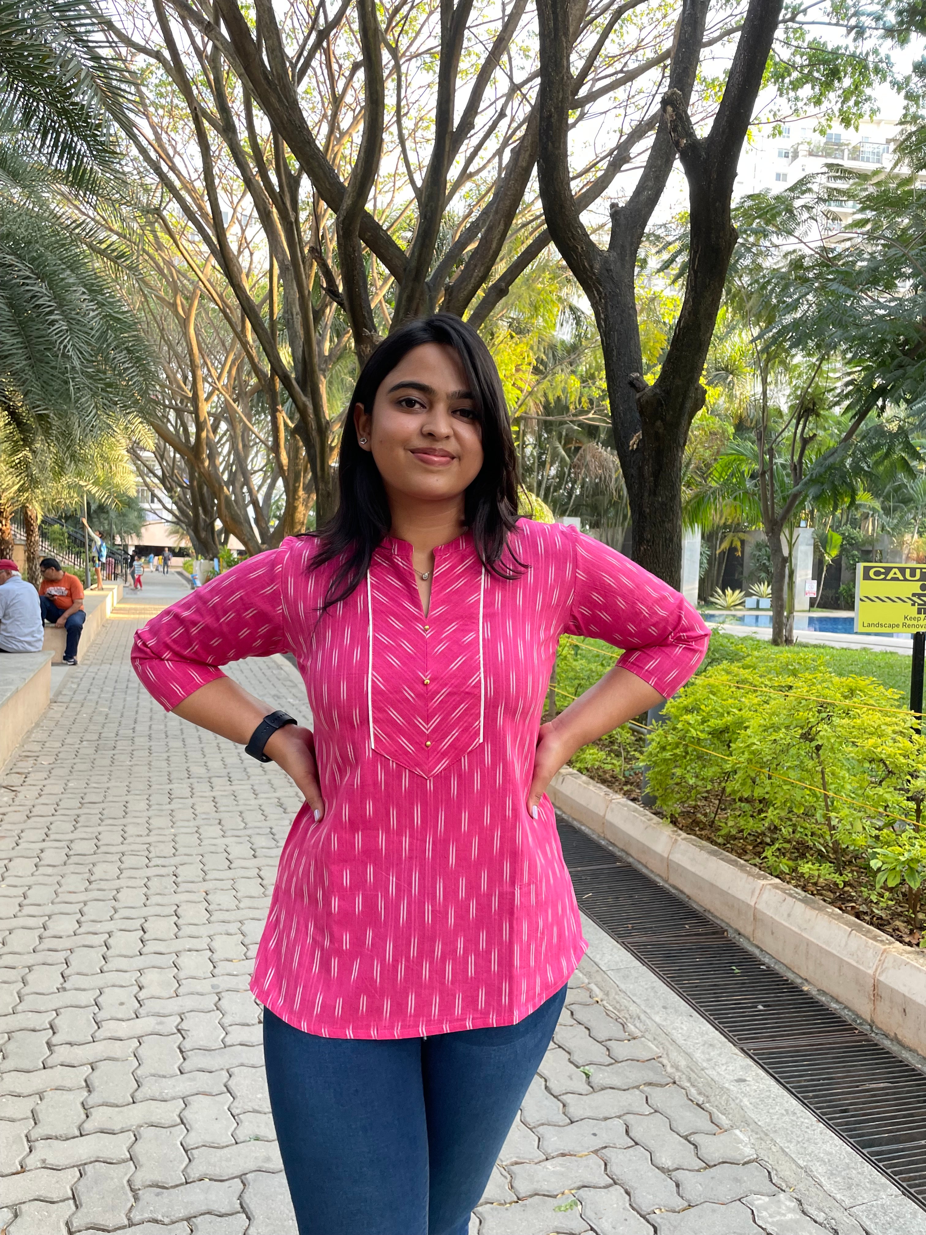 PINK IKAT SHORT KURTA