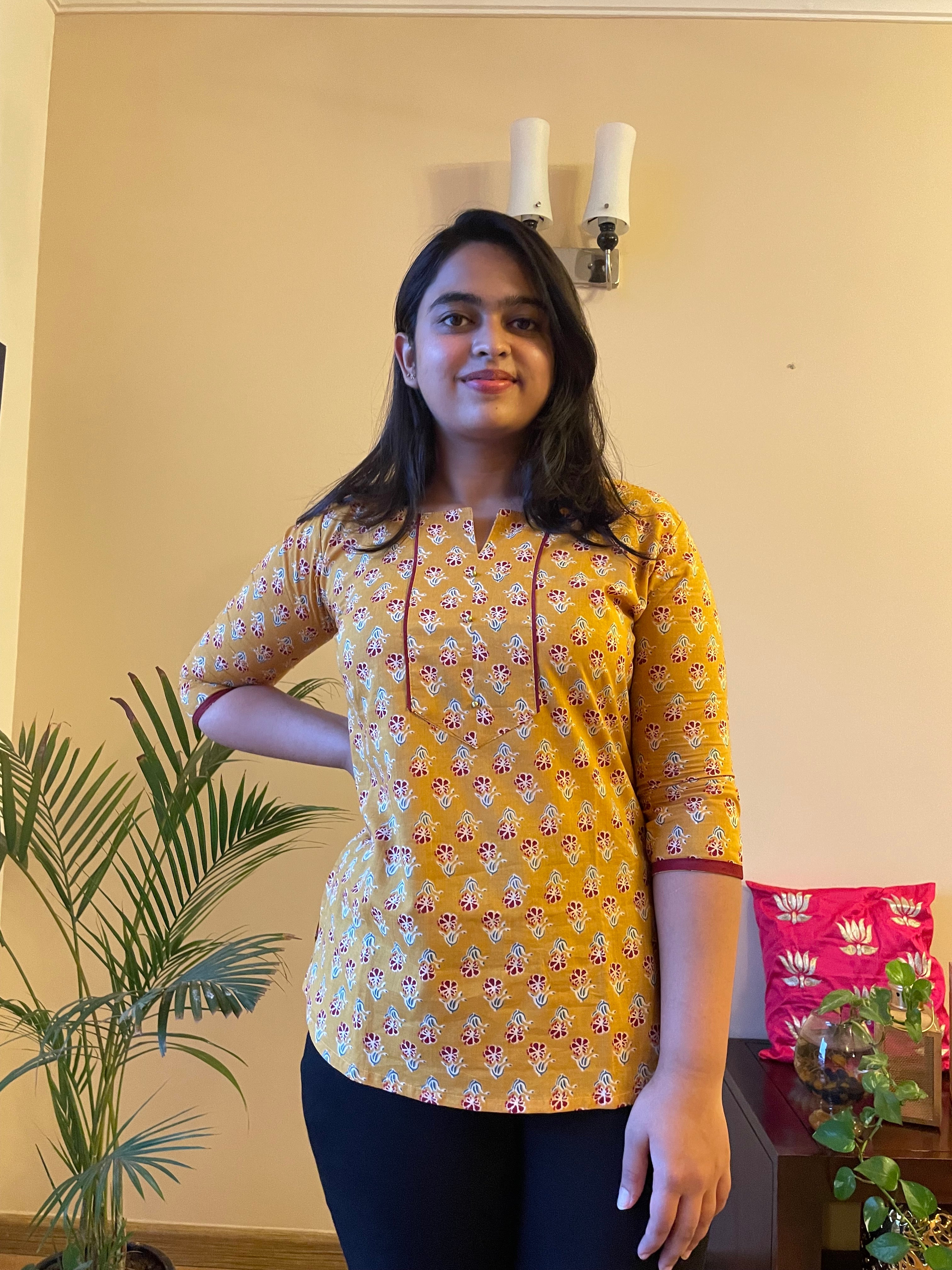 YELLOW SHORT KURTA